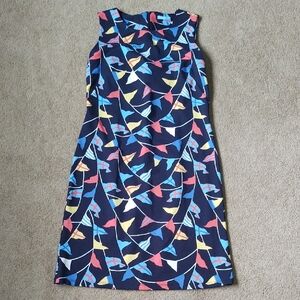 EUC J. McLaughlin Navy Blue Nautical Flags Sheath Dress